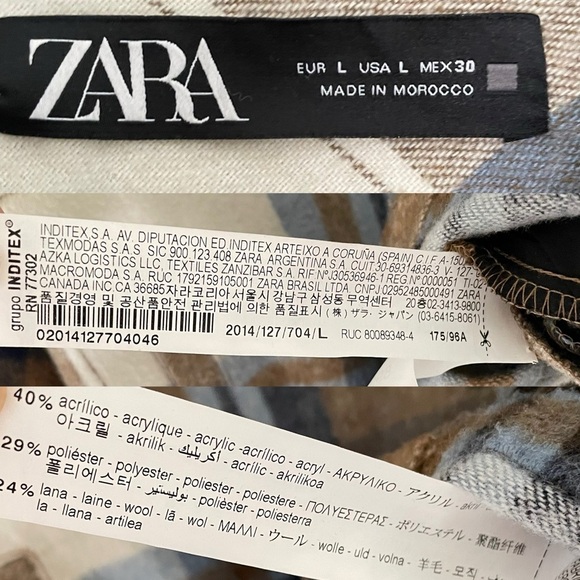 Zara Brown and Blue Plaid Button Down Jacket - Picture 6 of 7